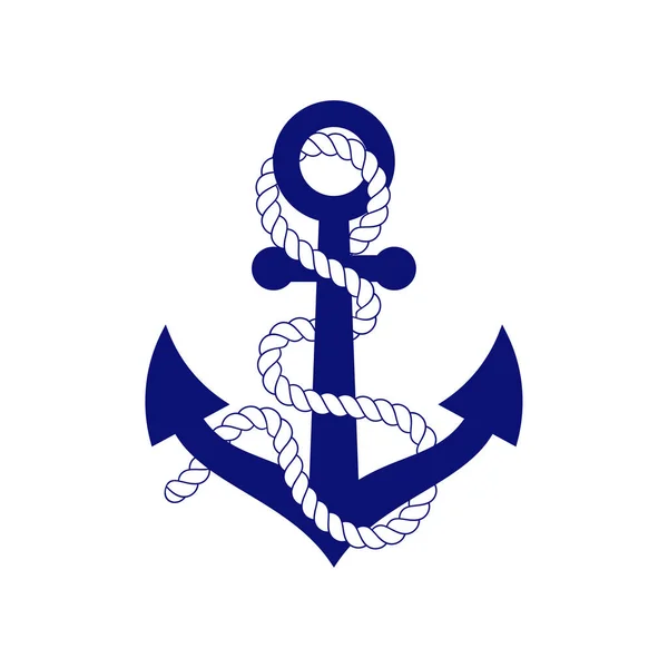 Anchor Rope Wrapped Marine Company Logo Emblem Ship Yacht Flat — Image vectorielle