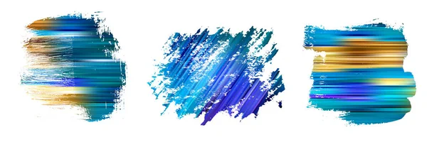 Синий Набор Мазков Коллекция Живописных Гранж Полос Чернильная Краска Акварель — стоковый вектор