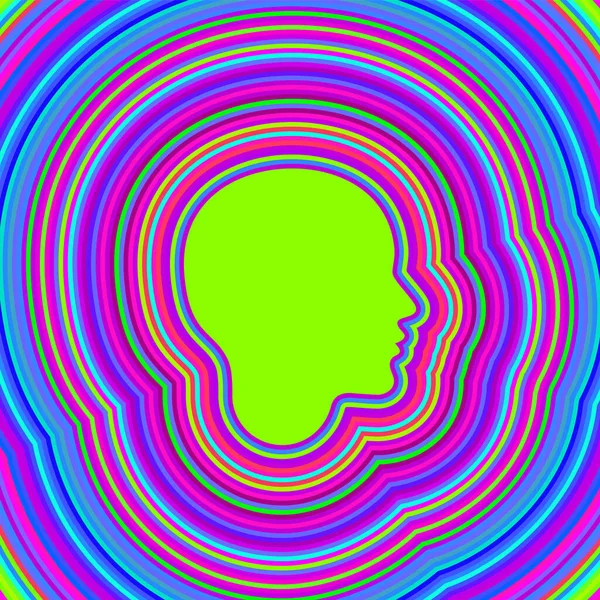 Koncentrisk Abstrakt Kvinnlig Profil Silhuett Tjejhuvud Optisk Illusion Vektor Illustration — Stock vektor