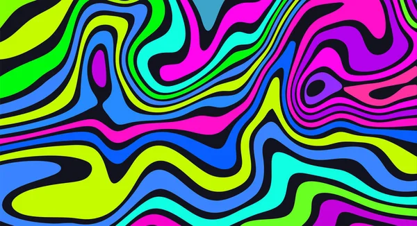 Trippy Strip Psychedelic Pattern Neon Color Wavy Background Groovy Abstract — ストックベクタ