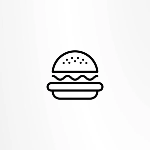 Burger Ikone Hamburger Logo Fast Food Linie Emblem Identitätselement Etikett — Stockvektor
