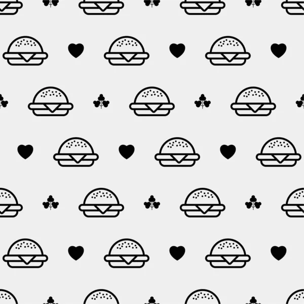 Бургеры Бесшовные Гамбургерный Мотив Эмблема Линии Быстрого Питания Фон Дизайна — стоковый вектор