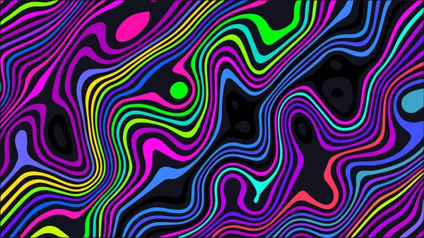 Trippy Strip Psychedelisch Patroon Neon Kleur Golvende Achtergrond Groovy Abstract — Stockvector