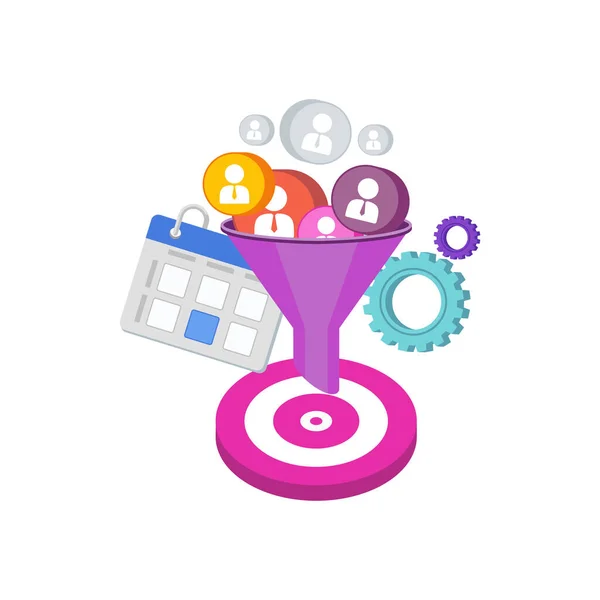 Conversion Funnel Digital Inbound Marketing Tool Attract Client Site Seo — Stockvector