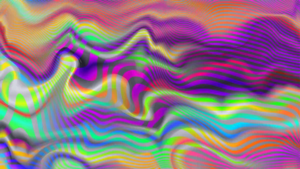 Trippy Strip Psykedeliskt Mönster Neon Färg Vågig Bakgrund Groovy Abstrakt — Stock vektor