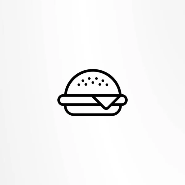 Burger Icon Hamburger Logo Fast Food Line Emblem Identity Element — Stock vektor