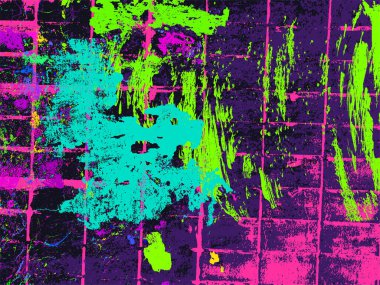 Grunge color neon background. Abstract street art print. Colorful grungy wallpaper. Urban art texture. Vector illustration.