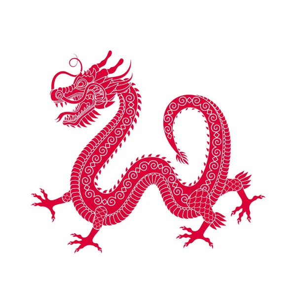 Geleneksel Beyaz Çin Ejderhası 2024 Zodiac Işareti Kutsal Hayvan Iyiliğin — Stok Vektör