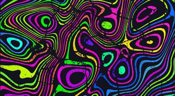 Trippy Strip Psychedelic Pattern Neon Grunge Wavy Background Groovy Abstract — Image vectorielle