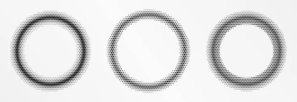 ハーフトーンのフレーム ハーフトーンサークルロゴ ドッツ エンブレム テクスチャの境界線を点線で 白を基調としたベクトルイラスト — ストックベクタ