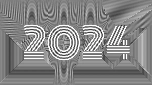 2024 Новогодняя Открытка Геометрический Заголовок Календаря Оптических Иллюзий Арт Абстрактные — стоковый вектор