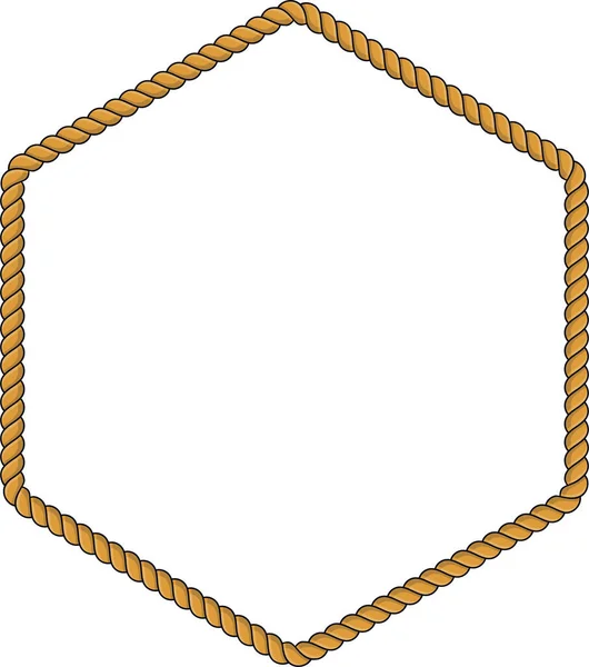 Marco Cuerda Hexagonal Aislado Sobre Fondo Blanco Cordón Retorcido Con — Archivo Imágenes Vectoriales