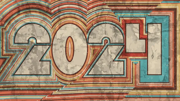 2024 Tarjeta Año Nuevo Estilo Retro Rayas Los Antiguo Letrero — Archivo Imágenes Vectoriales