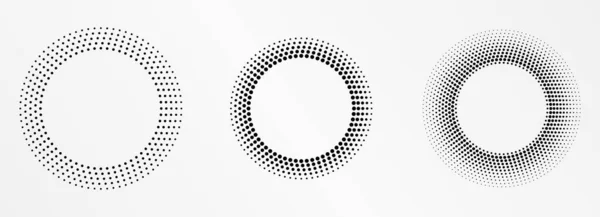 Halbrunder Rahmen Halbtonkreislogo Dots Emblem Gepunkteter Texturrand Vektor Illustration Isoliert — Stockvektor