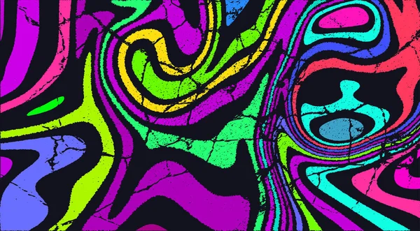 Trippy Streifen Psychedelischen Muster Neon Grunge Welliger Hintergrund Groovige Abstrakte — Stockvektor
