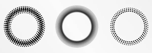 Halftone Frame Halftone Circle Logo Dots Emblem Dotted Texture Border — Stock Vector