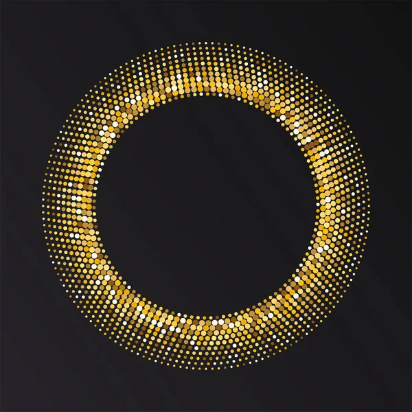 Goldener Halftone Rundrahmen Goldener Luxus Halftone Kreis Logo Dots Emblem — Stockvektor