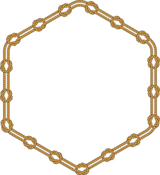 Hexagonal Rep Ram Isolerad Vit Bakgrund Vridbart Snöre Med Dekorativa — Stock vektor