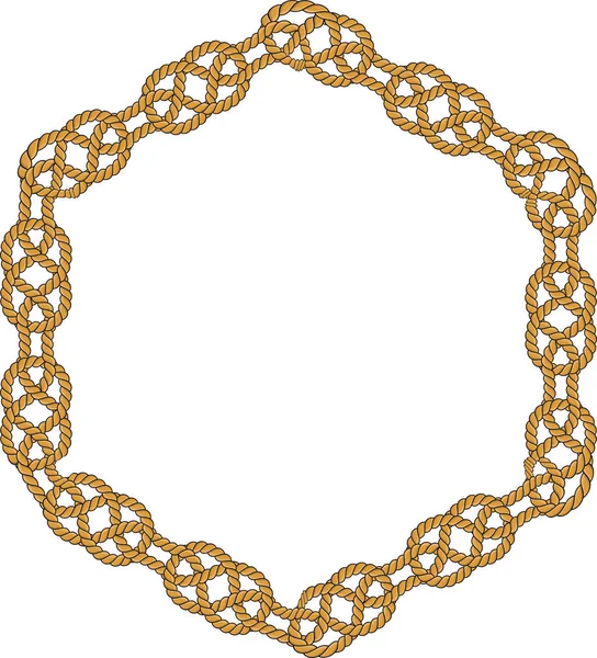 Cadre Hexagonal Isolé Sur Fond Blanc Cordon Torsadé Avec Boucles — Image vectorielle