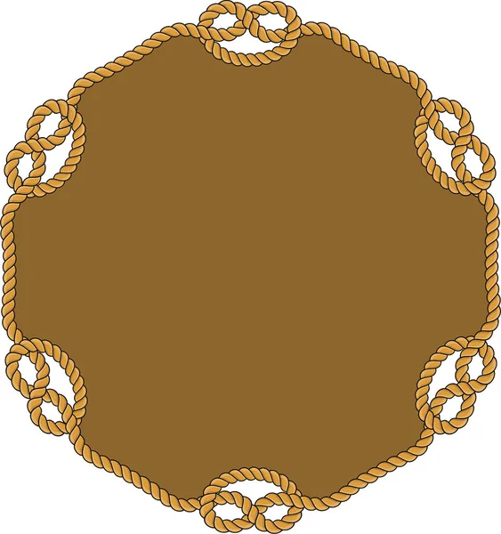 Шестиугольная Рамка Веревки Изолирована Белом Фоне Скрученный Шнур Декоративными Петлями — стоковый вектор