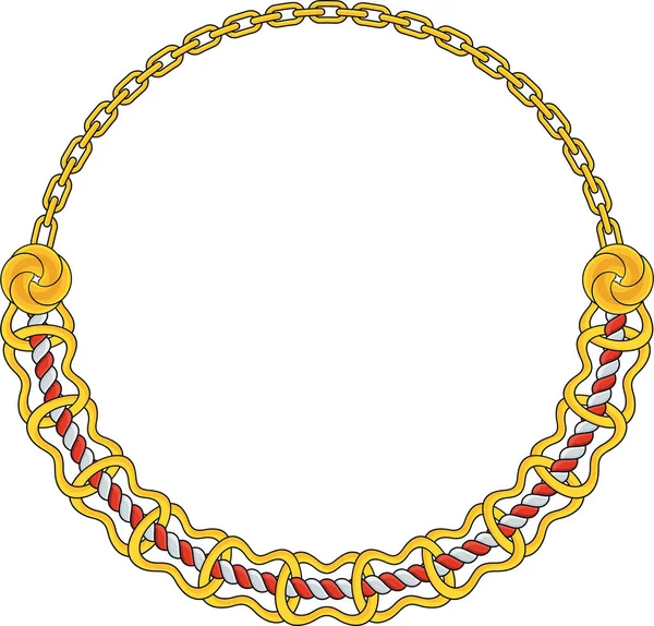 Chain Frame Circle Chains Border Boho Bracelet Pendants Rope Bow — Image vectorielle
