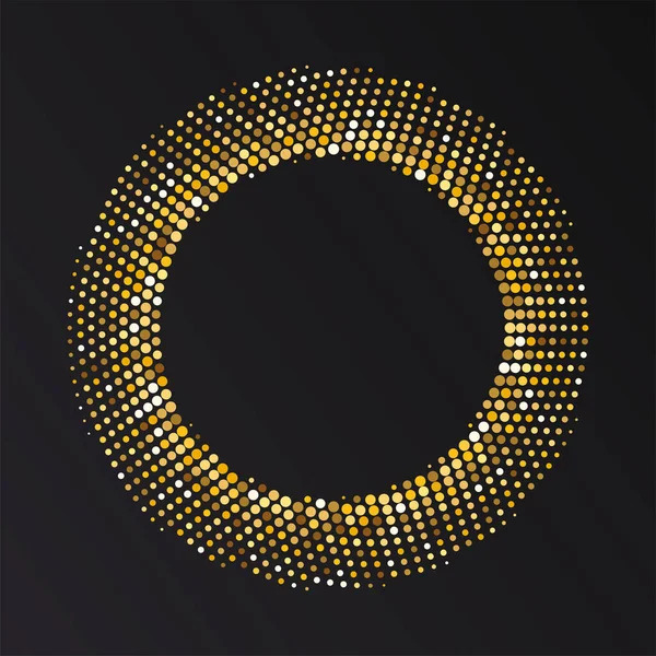Goldener Halftone Rundrahmen Goldener Luxus Halftone Kreis Logo Dots Emblem — Stockvektor