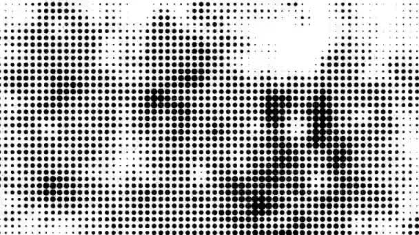 ハーフトーンドットのシームレスなアニメーションの背景 グランジアニメーション コミック点線のテクスチャ 塵は黒い白いオーバーレイを悲しんだ メンフィスのデザイン ポップアート現代都市スタイル ファッションパターン — ストック動画