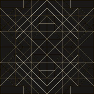 Altın rengi, lüks, soyut geometri davetiye kartı. Geometrik sanat deco çerçevesi. Modern minimalist tasarım. Bauhaus üçgeni ve kare şekilleri. Çizgi sanatı. Lüks bir geçmişi var. Vektör yaratıcı şablon.