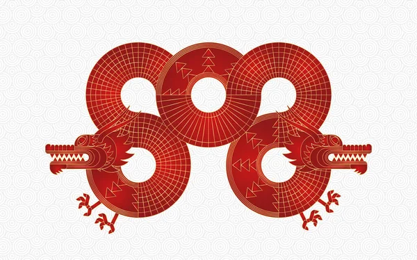 Dragão Chinês Formas Geométricas Design Geometria Moderna Dragão Vermelho Luxo — Vetor de Stock