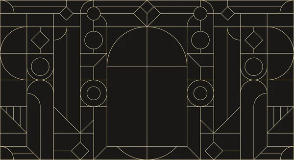 Gold Schwarze Luxus Abstrakte Geometrie Einladungskarte Geometrischer Art Deco Rahmen — Stockvektor