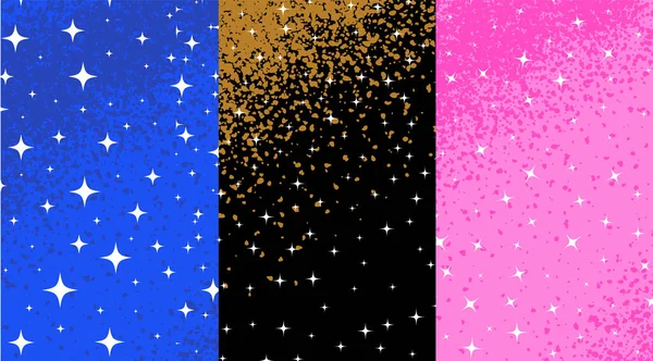 星のシームレスなパターン 明るい花火のシンボルを背景に輝きます 輝く光の効果 光沢のあるフラッシュ装飾 星とバーストベクトルイラスト — ストックベクタ