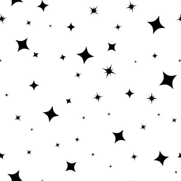 Vzor Bez Hvězd Jasné Jiskry Ohňostroje Symboly Pozadí Dekorace Třpytí — Stockový vektor