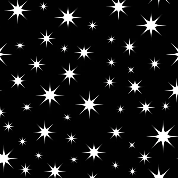 Vzor Bez Hvězd Jasné Jiskry Ohňostroje Symboly Pozadí Dekorace Třpytí — Stockový vektor