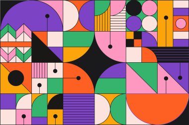 Modern soyut geometri kalıbı. Geometrik minimalist tasarım. Bauhaus web afişi, iş sunumu, marka paketi, kumaş baskısı, duvar kağıdı. Vektör yaratıcı şablon.