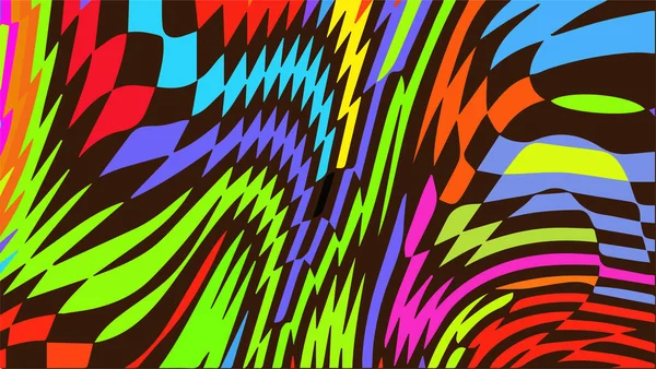 Çarpık Dağınık Arka Plan Trippy Strip Psychedelic Model Neon Rengi — Stok Vektör