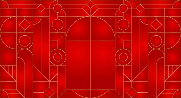 Ouro Vermelho Luxo Abstracto Geometria Convite Cartão Moldura Art Deco — Vetor de Stock