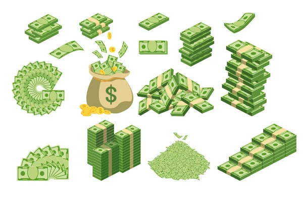Сумка Деньгами Долларовые Монеты Банкноты Банковское Дело Финансы Икона Богатства — стоковый вектор