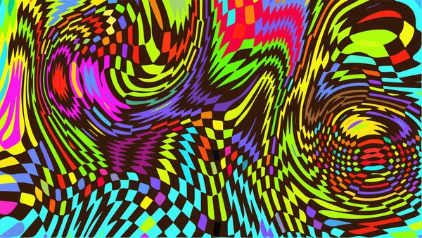 Zkreslený Neonový Kostkovaný Vzor Abstraktní Euforie Halucinace Vědomí Opojené Psychotropními — Stockový vektor