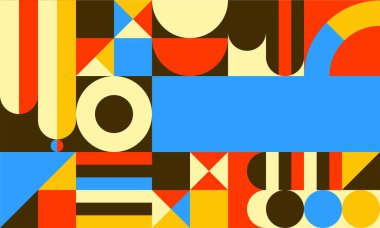 Modern soyut geometri kalıbı. Geometrik minimalist tasarım. Bauhaus web afişi, iş sunumu, marka paketi, kumaş baskısı, duvar kağıdı. Vektör yaratıcı şablon.