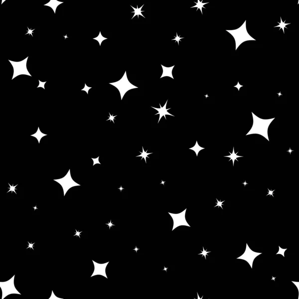 星星无缝图案 亮晶晶的烟火符号背景 装饰闪烁 发光效果 闪亮闪光 恒星和爆发矢量图解 — 图库矢量图片