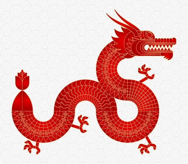 stock vector Geometric chinese dragon. Luxury red gold abstract zodiac animal. Modern shape design. Bauhaus tile motif. Line flat vector illustration. Template for greeting card, banner, poster.