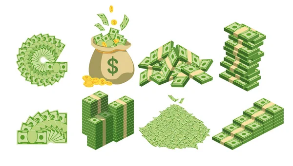 Τσάντα Λεφτά Δολάρια Και Χαρτονομίσματα Τραπεζικά Χρηματοοικονομικά Και Πλούσια Εικόνα — Διανυσματικό Αρχείο