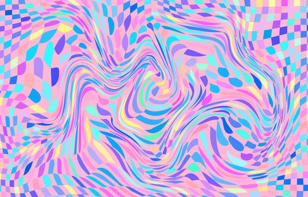 Modèle Marbré Holographique Fond Psychédélique Trippy Carreaux Tourbillonnez Impression Couleur — Image vectorielle