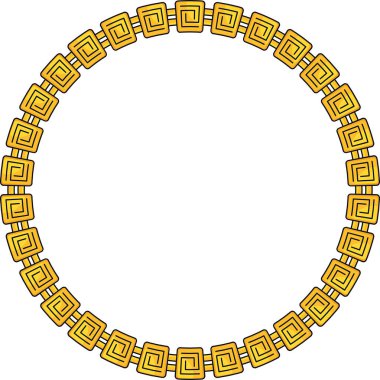 Round Chain frame. Circle chains border. Boho bracelet with pendants, rope, bow. Vintage flat cartoon vector illustration isolated on white background.