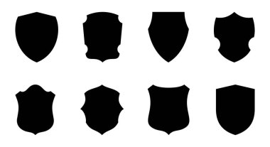 Kalkan simgesi. Polis rozeti. Silahlı kuvvetler logosu. Güvenlik şirketi etiketi. Vektör İllüstrasyonu.