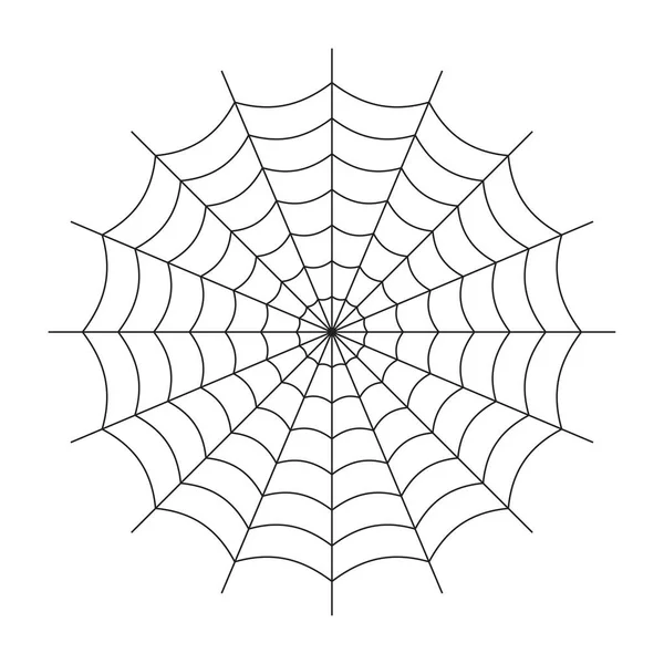 Symmetrical Spider Web Icon Geometric Halloween Badge Minimal Spooky Sticker — Stock Vector