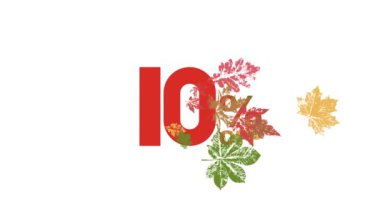 Sonbahar indirimi 2d animasyon. Yüzde 10 indirim. Uçan yapraklar. Yaprak damga dekoru. Typographic Animasyon Tasarım şablonu. Grunge folage izleri. Mürekkep çiçekli desen.