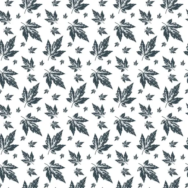 Maple Leaf Stamp Print Seamless Pattern Grunge Autumn Leaves Imprints — Stock Vector