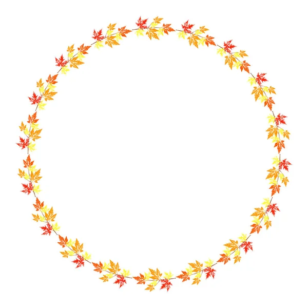 Herbstblattrahmen Blätter Stempel Drucken Rundes Dekor Grunge Folage Prägt Die — Stockvektor