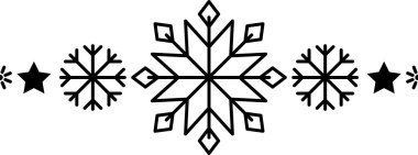 Kar tanesi çerçeve elementi. Yılbaşı ve yeni yıl tebrik kartları ve afişler tasarlamak için kar tanesi silueti. Beyaz arkaplanda izole edilmiş tatil dekorasyonu ögeleri.